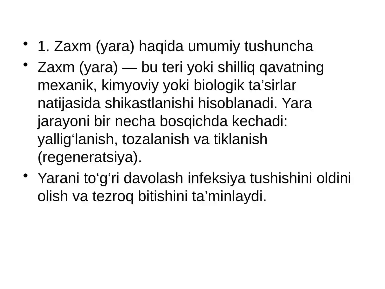 Zaxmga qarshi vositalar. Regenerantlar va reparantlar 3