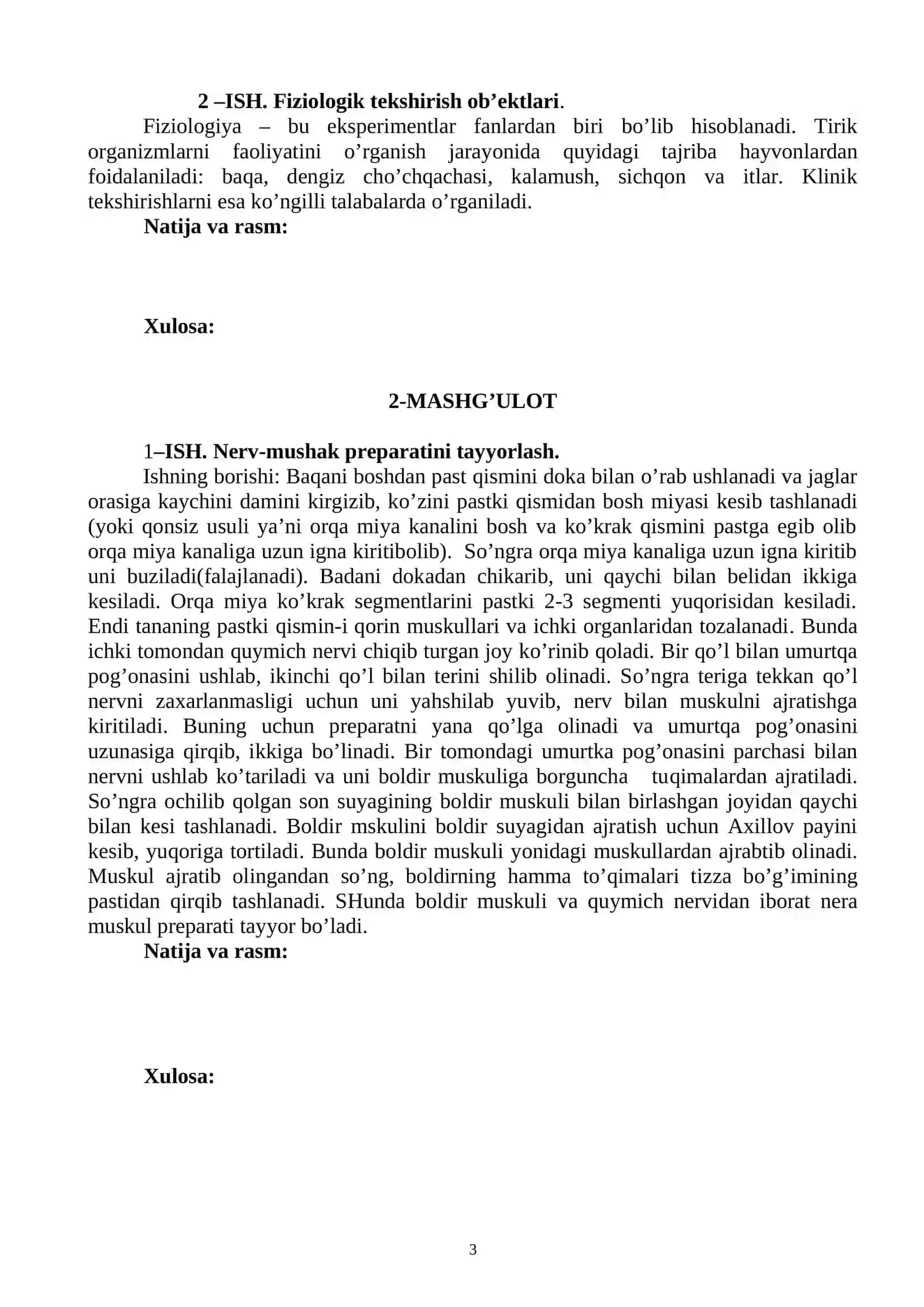 NORMAL FIZIOLOGIYADAN AMALIY MASHG`ULOT 3