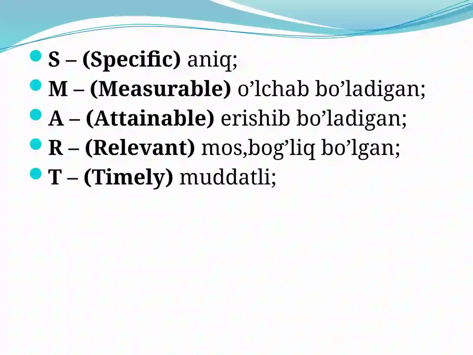 Iqtisodiyfanlarda SMART maqsad qo'yish usulidan foydalanish 3