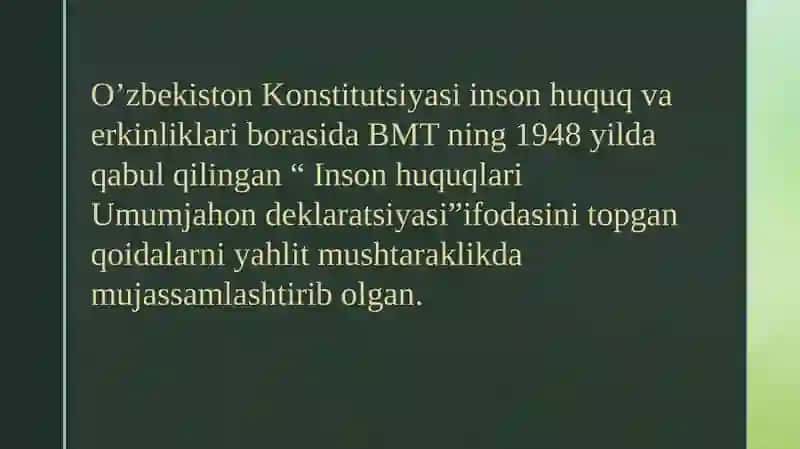 O’zbekistondai nson huquqlari va erkinliklari kafolatining yaratilishi 3