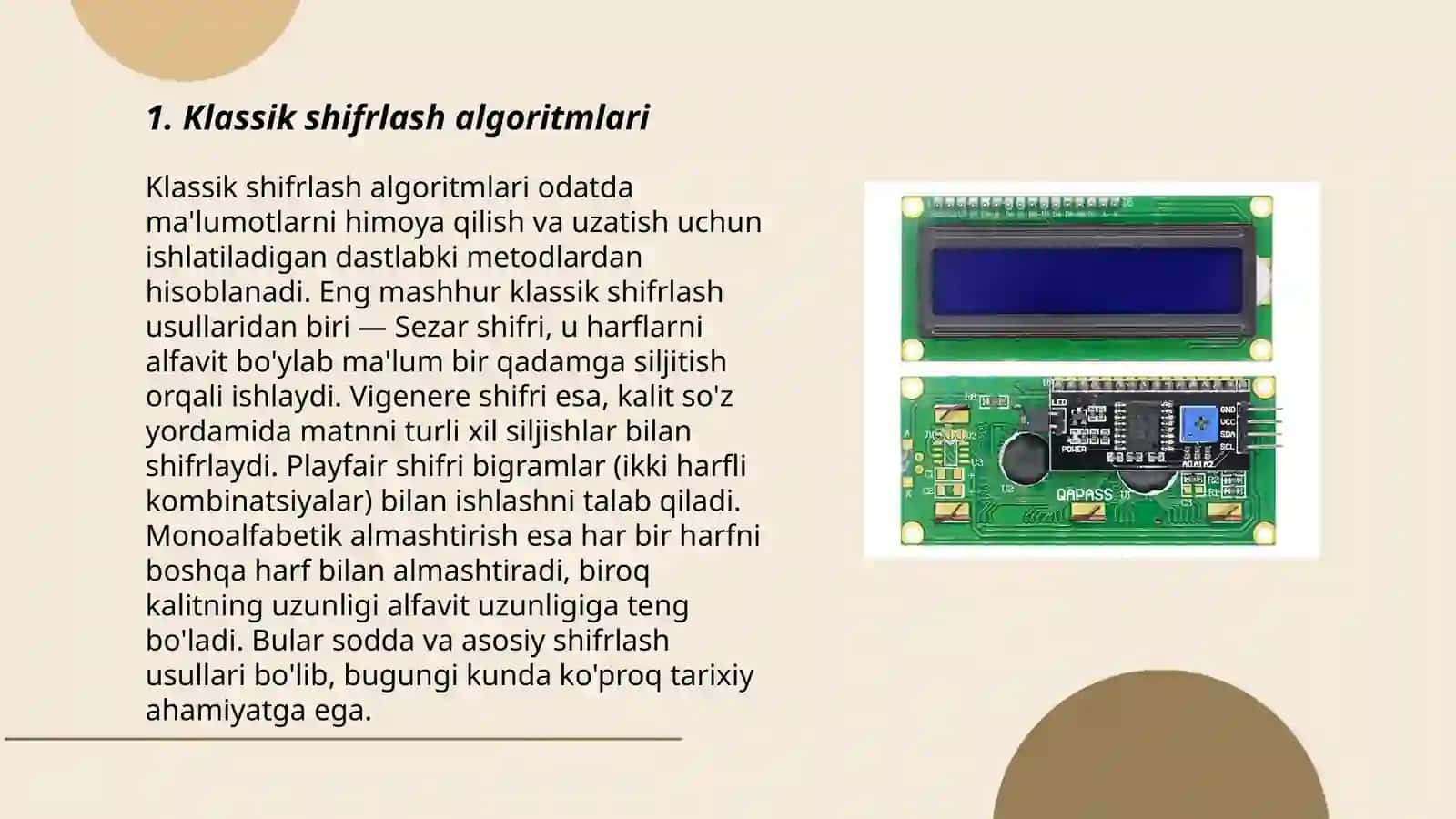 Klassik shifrlash algoritmlari 3