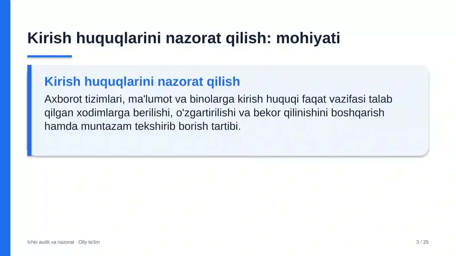 malaka oshirish markazlarida kirish huquqlarini nazorat qilish 6830 3