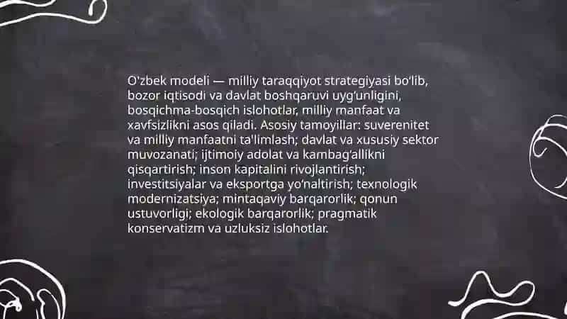 Taraqqiyotning '' O'zbek modeli '' 3