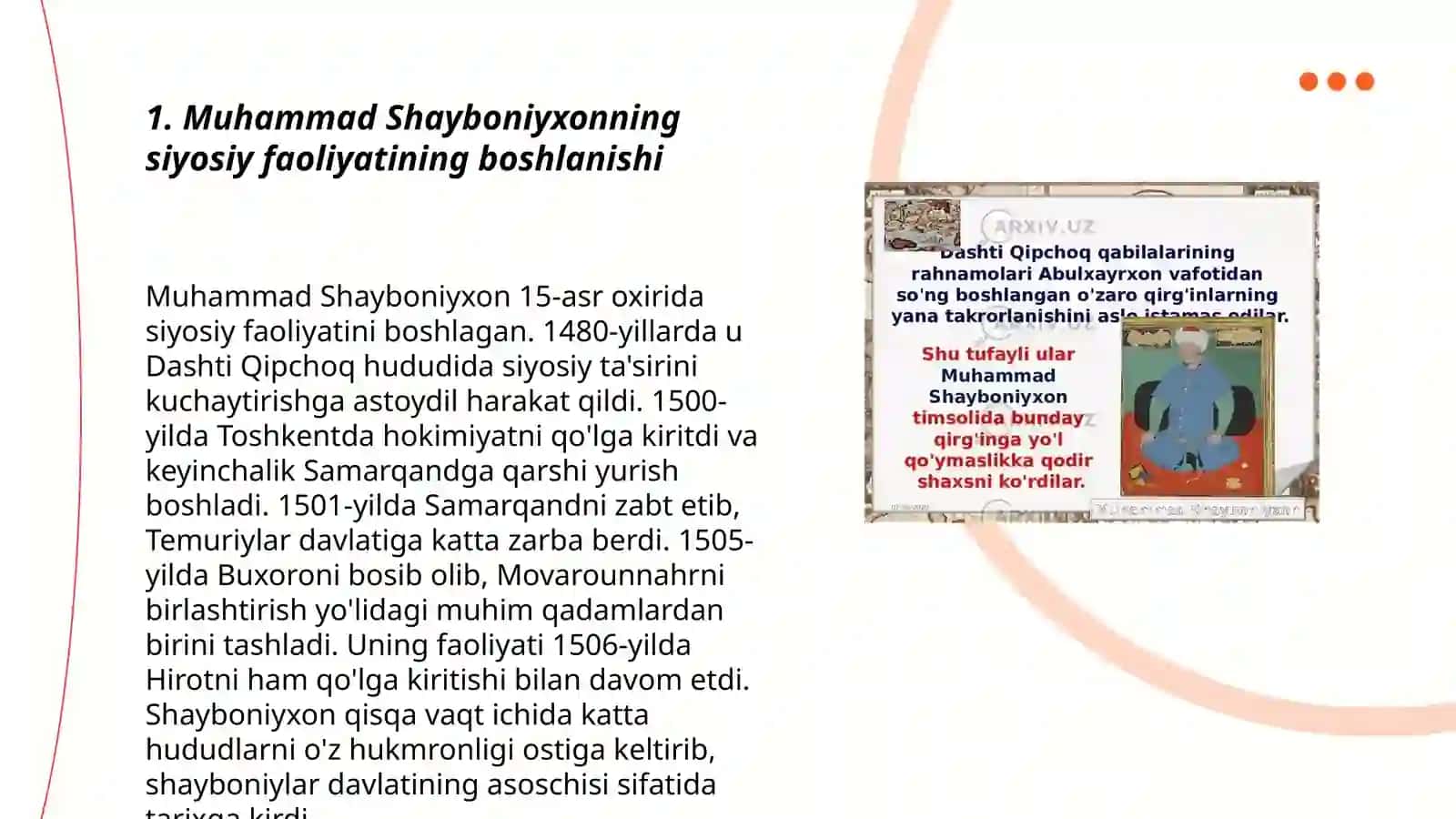 Muhammad Shayboniyxon va uning siyosiy iqtisodiy va madaniy sohalardagi faoliyati 3