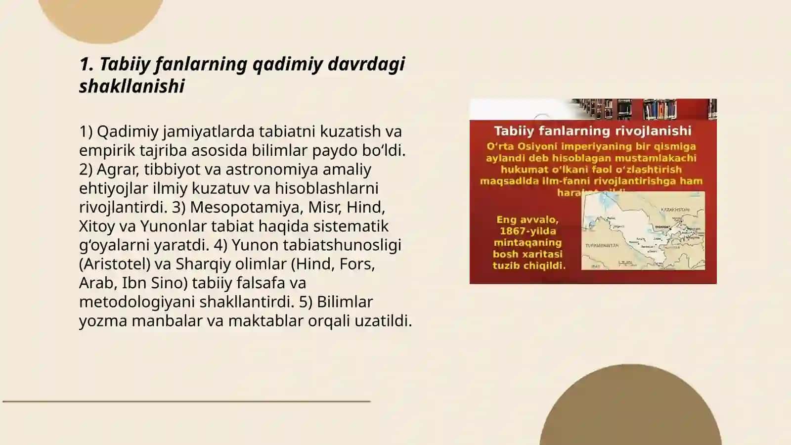 Tabiiy fanlarning shakllanishi va rivojlanishi 3