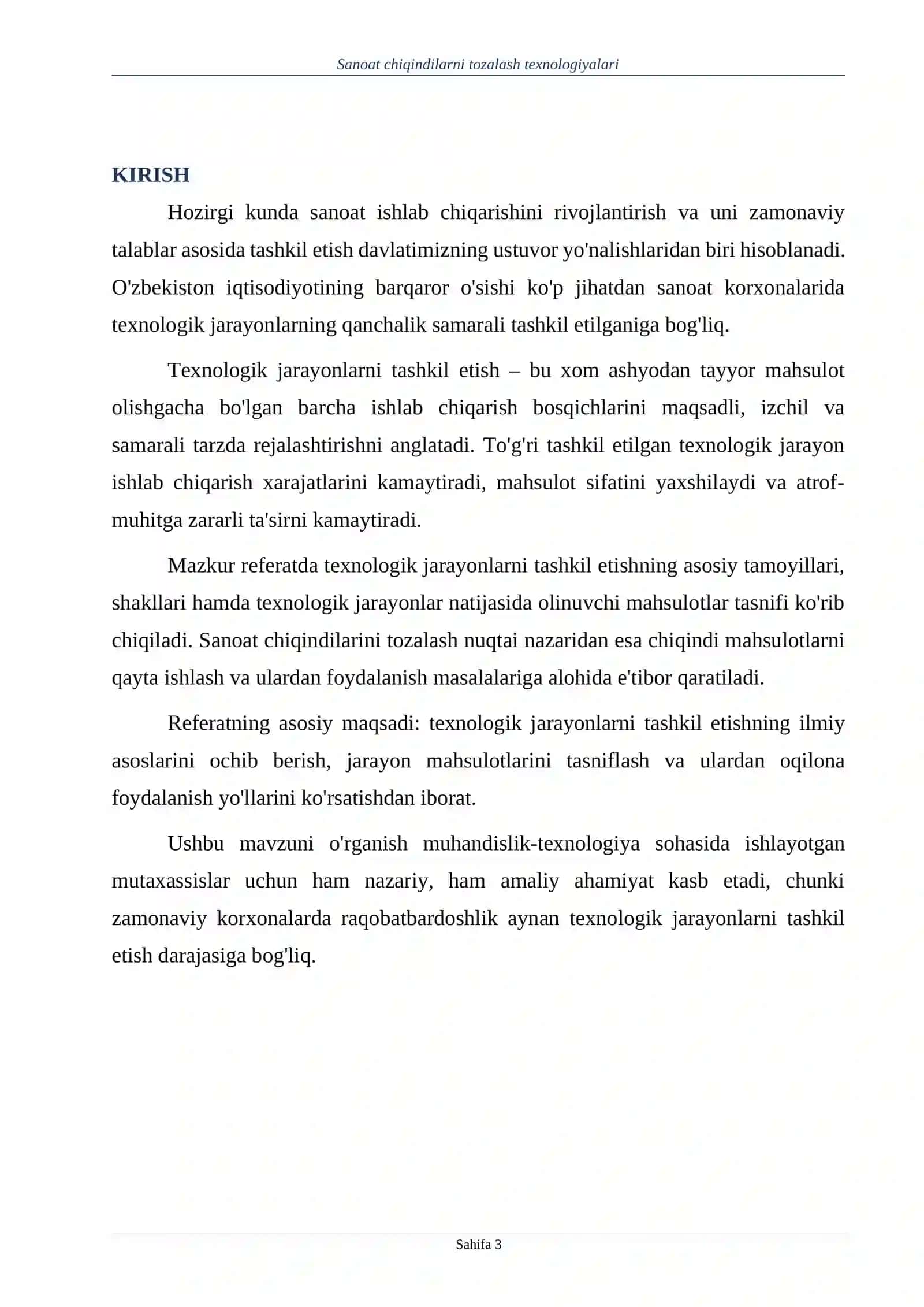 Texnik jarayonlarini tashkil etish va mahsulotlari 3