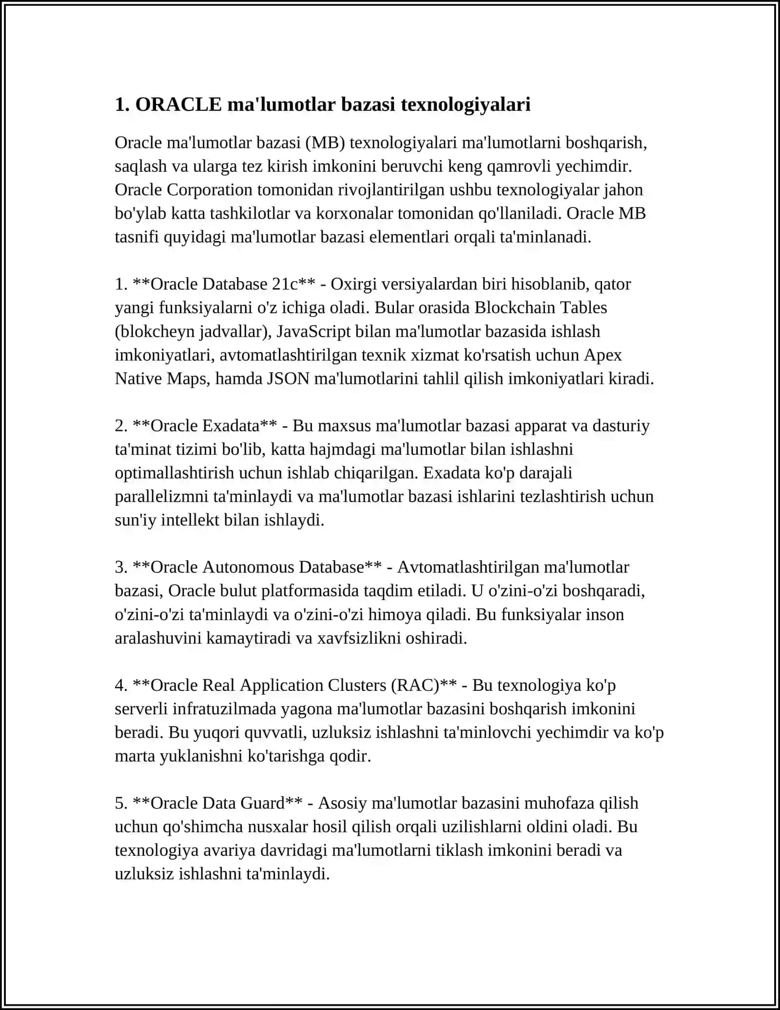 ORACLE VA CLIPPER TARMOK MBBT BANK SOXADAGI MA’LUMOTLARNI KAYTA ISHLASHDA QO‘LLASH TEXNOLOGIYALARI 3