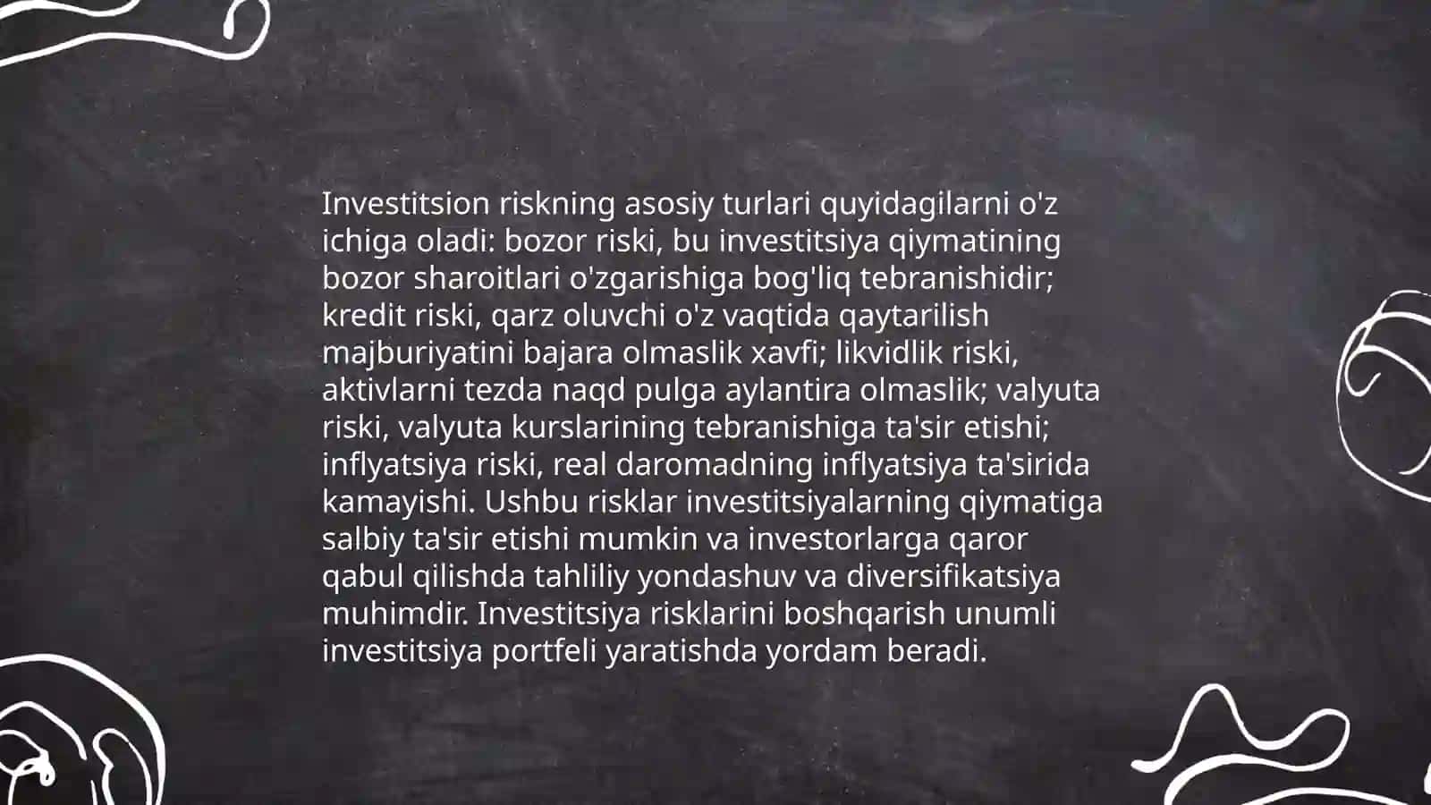 Investitsion risk nima va uning tavsifi 3
