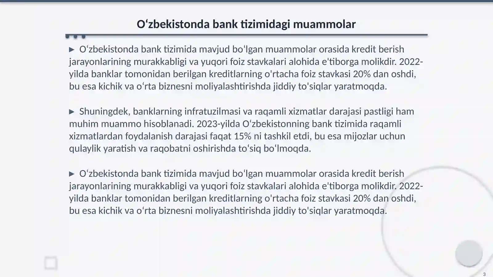 O‘zbekistonda bank tizimini takomillashtirish yo‘llari 3