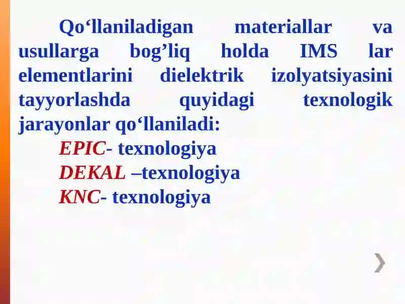 Yarim o‘tkazgichli bipolyar IMS larni dielektrik izolyatsiyali tayyorlanish texnologiyalari 3