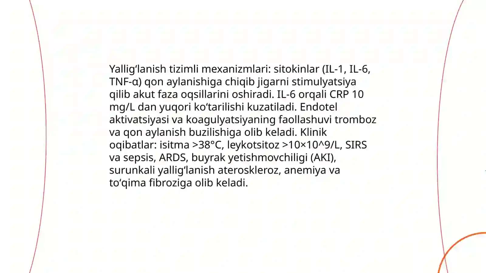 Yalliğlanishni tizmli tasirlari.Hujayradan tashqari metrics va hujayra-matriks õzaro ta'siri.Tõqima regeneratsiyasi mexanizmi 3
