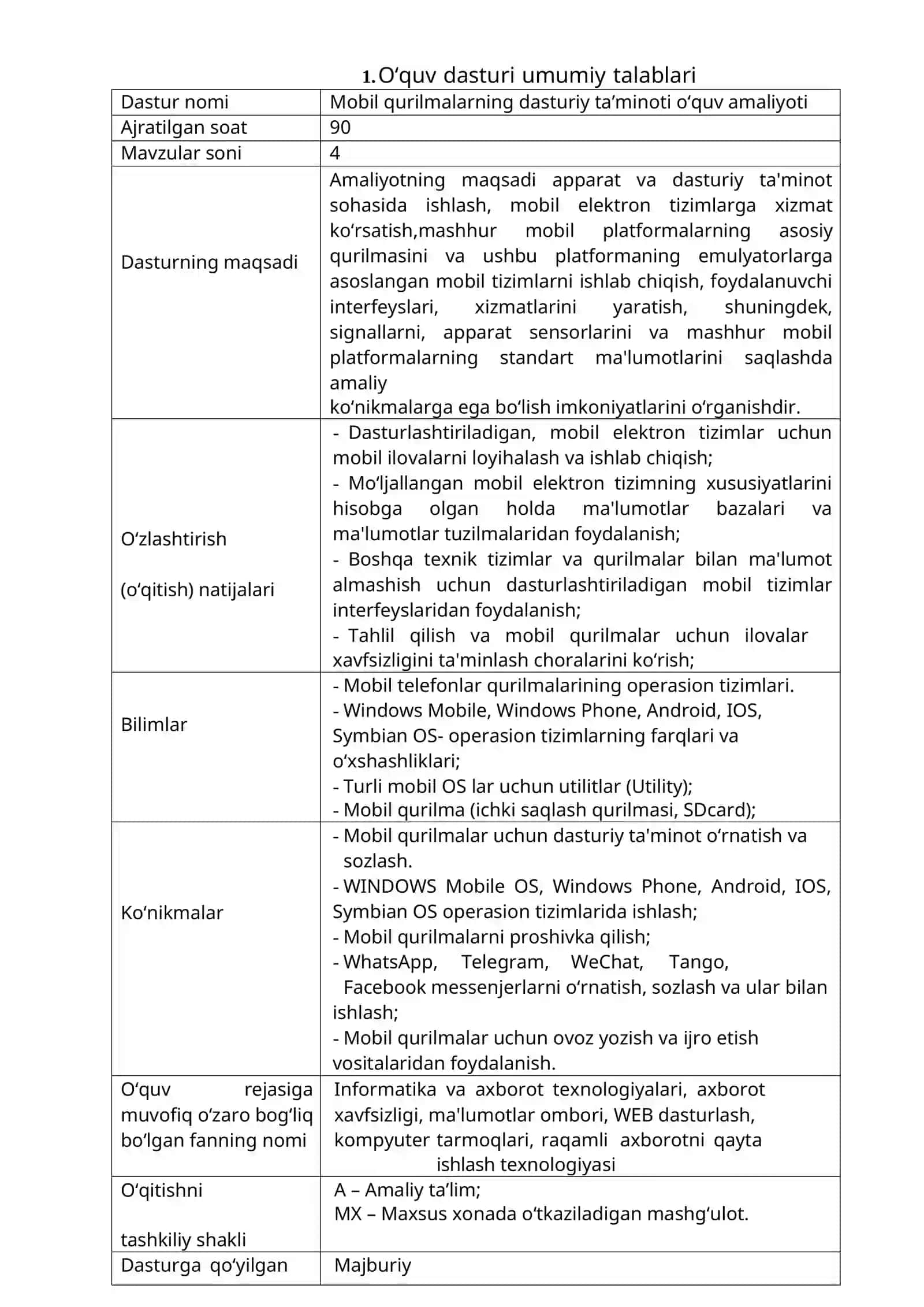 MOBIL QURILMALARNING DASTURIY TA’MINOTI O‘QUV AMALIYOTIDAN O‘QITISH MATERIALLARI 3