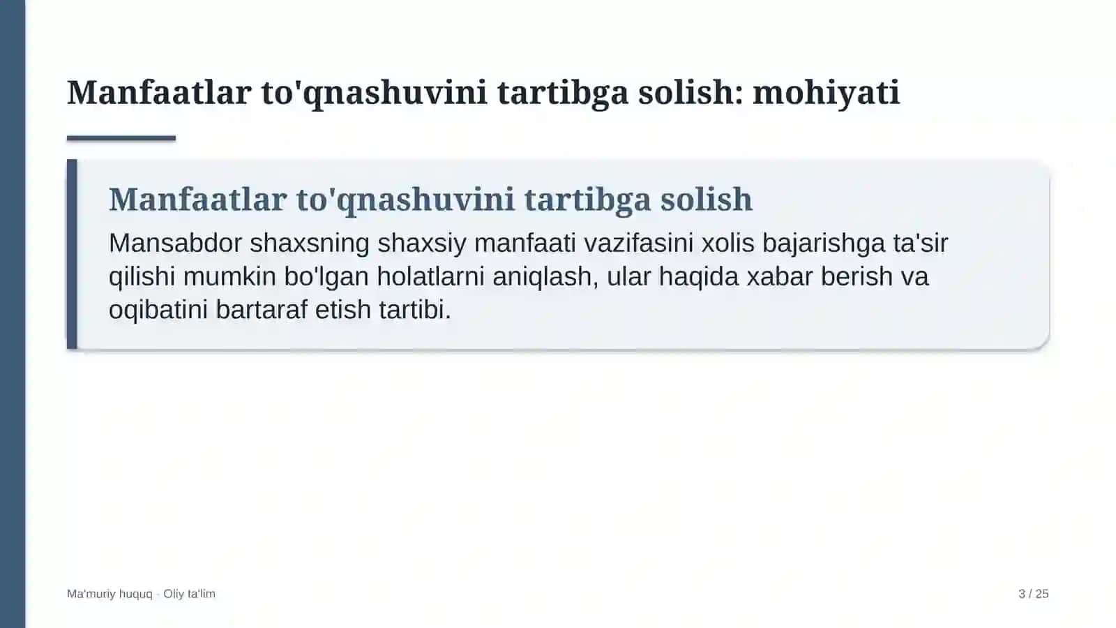 maxsus texnika parklarida manfaatlar to'qnashuvini tartibga solish 4382 3