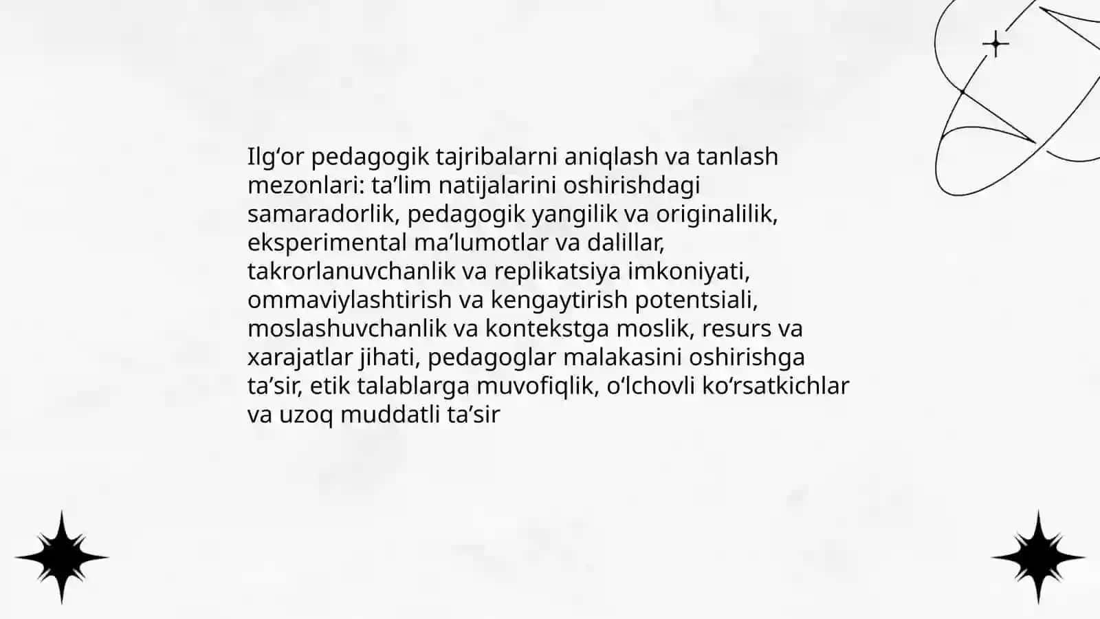 Ilg'or pedagogik tajribalarni aniqlash va tanlash mezonlari 3