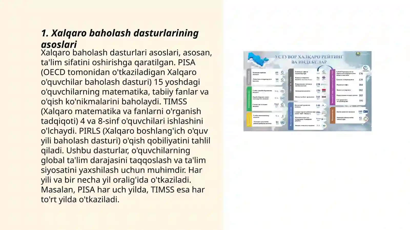 Xalqaro baholash dasturlari doirasida hukumat qarorlarining mazmun va mohiyati 3