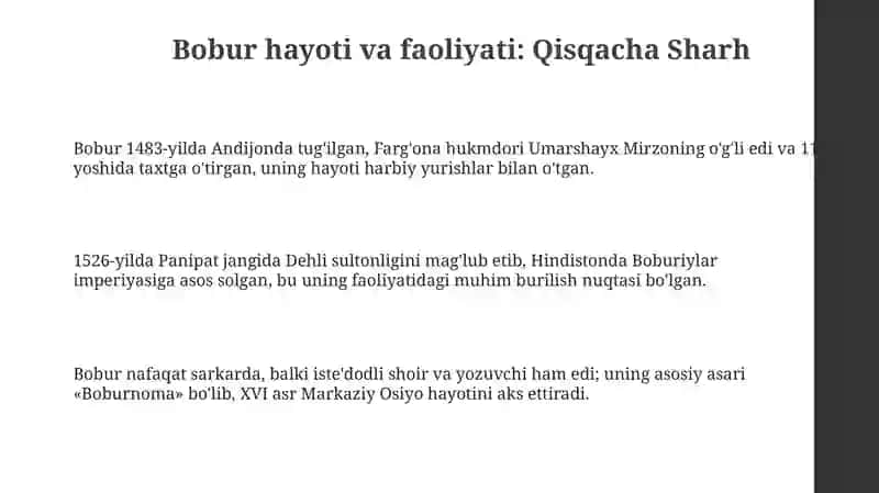 Bobur hayoti va faoliyati 3