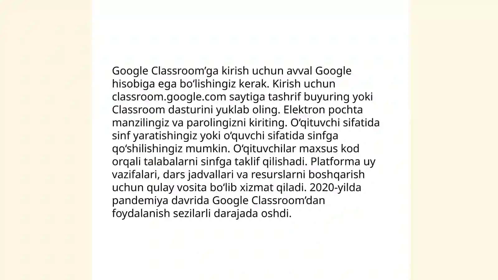 Google Classroom platformasidan foydalanish 3