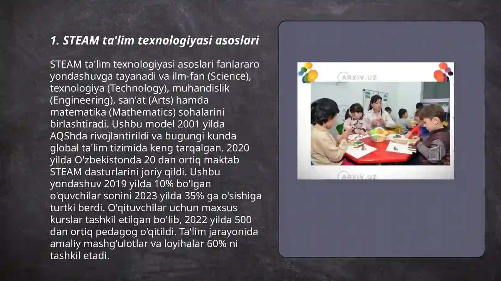 STEAM taʼlim texnalogiyasida maktabgacha yoshdagi bolalarni kreativ ijodkorligini rivojlantirish usullari 3