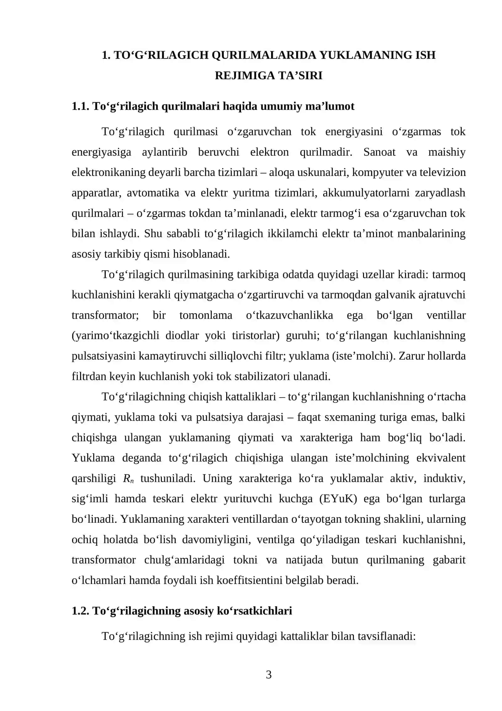 TOʻGʻRILAGICH QURILMALARIDA YUKLAMANING ISH REJIMIGA TA’SIRI. BIPOLYAR TRANZISTORNING TUZILISHI 3