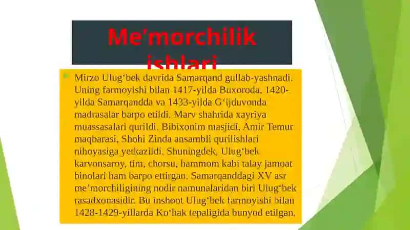 TEMURIYLAR DAVRIDA MOVAROUNNAXR VA XUROSONDA MADANIYAT VA SAN'AT RIVOJI 3