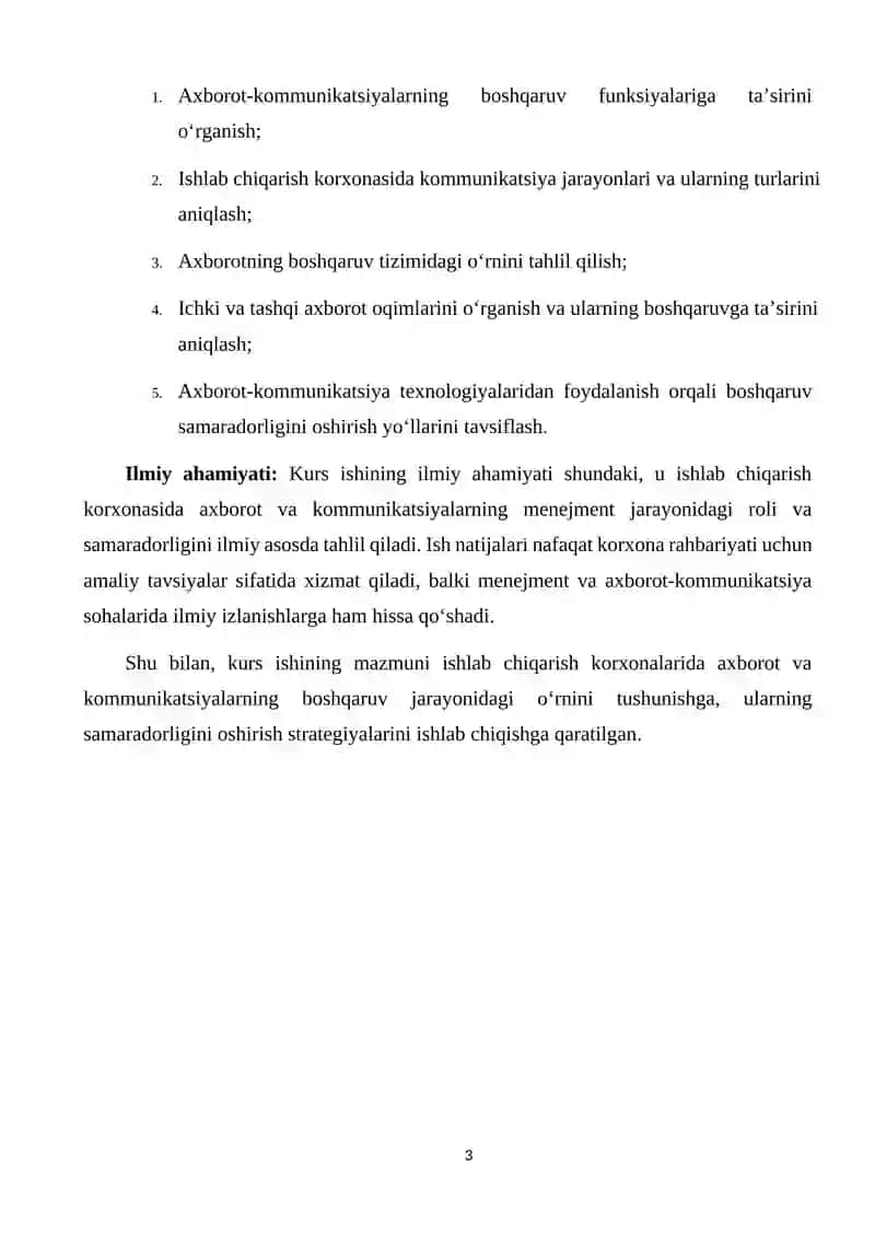 ISHLAB CHIQARISH KORXONASIDA MENEJMENT TIZIMIDA AXBOROT VA KOMMUNIKATSIYALARNING NAZARIY ASOSLARI 3
