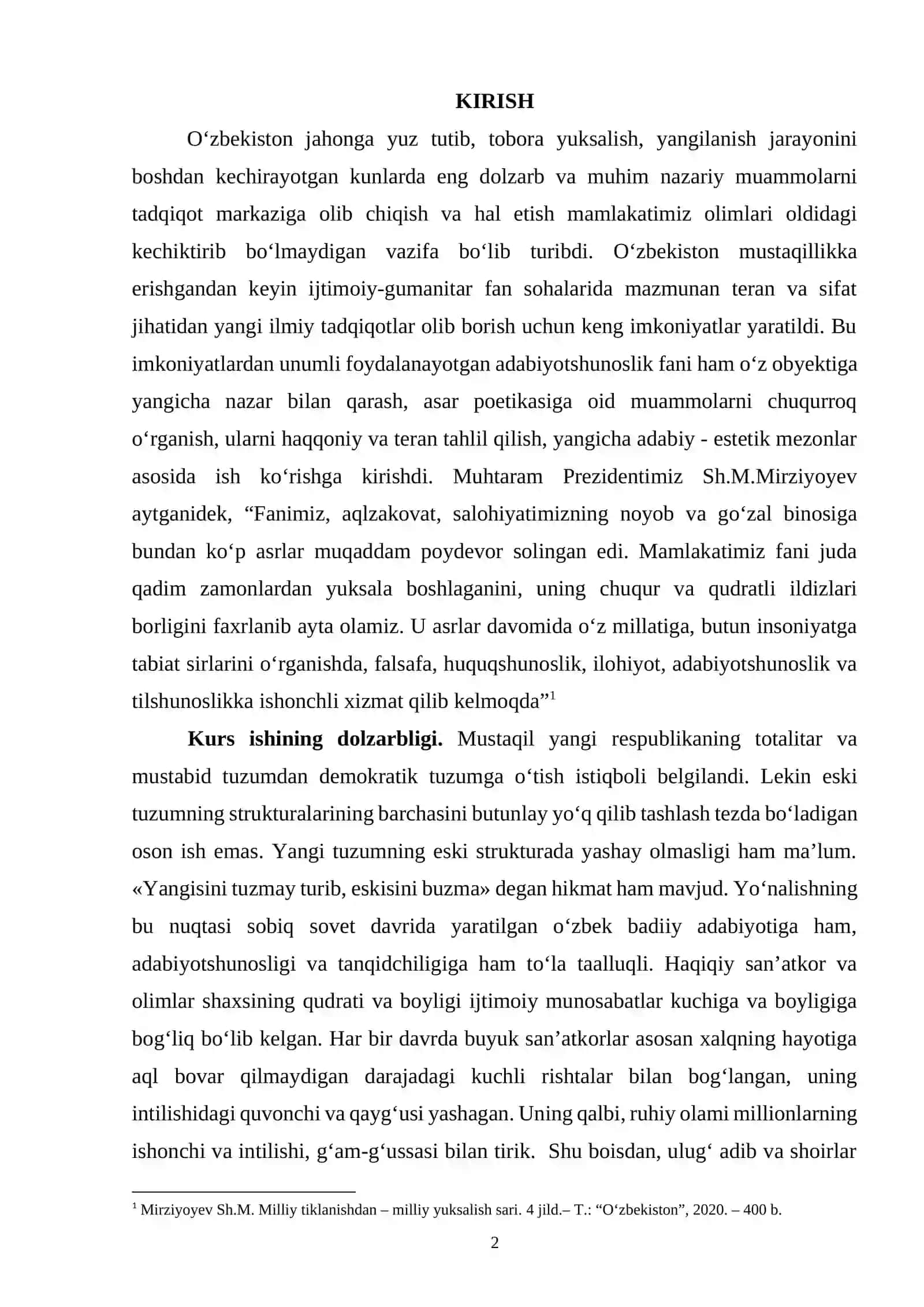 “Mustaqillik davri tanqidchiligidagi Qahhorshunoslik faoliyati” mavzusidagi KURS ISHI 3