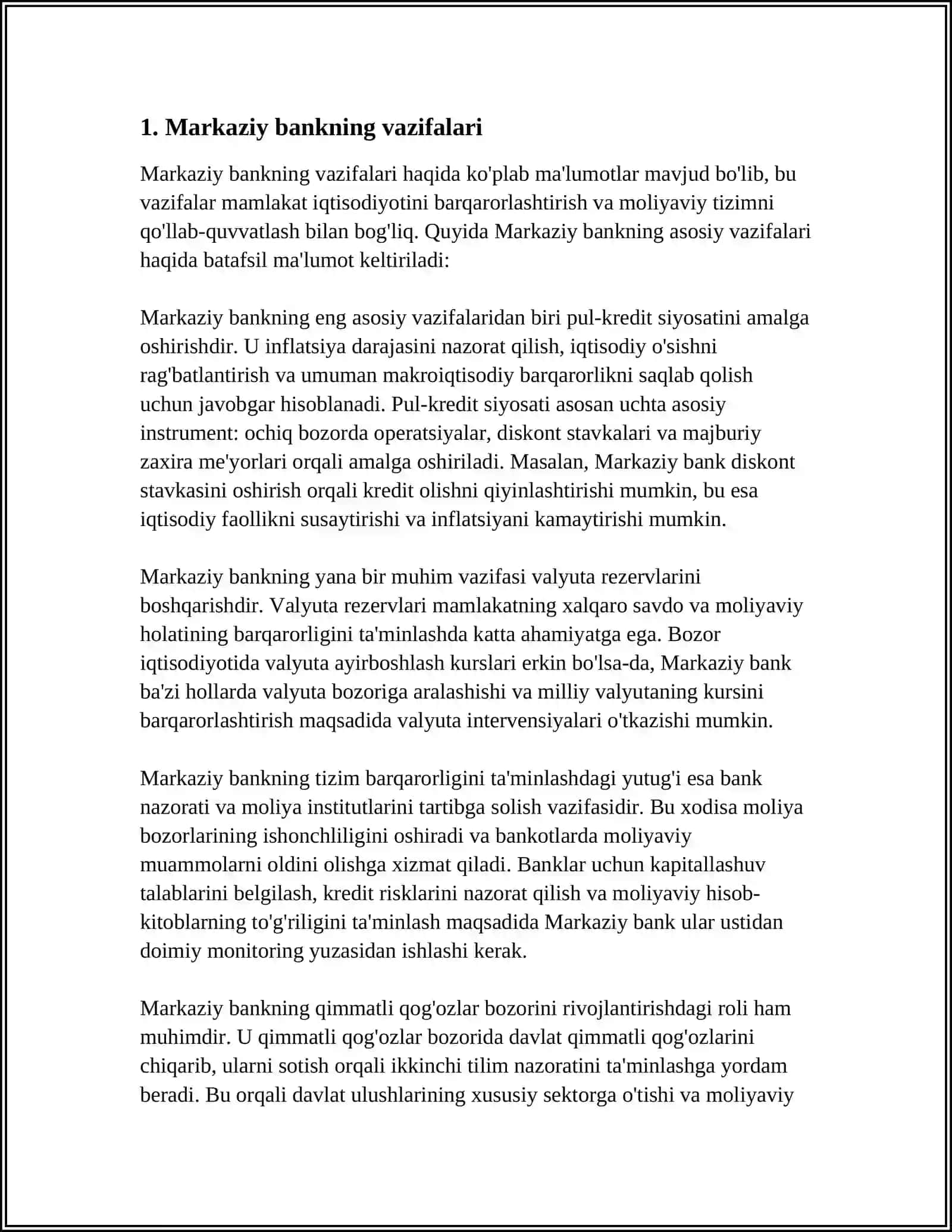 MARKAZIY BANK VA UNING PUL MUOMALASINI TARTIBGA SOLISH SIYOSATI 3