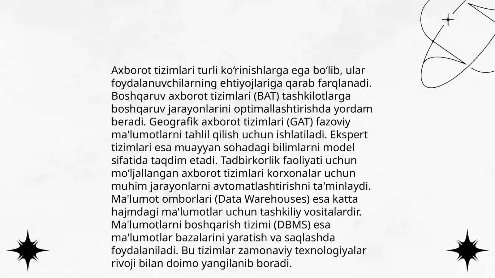 Axborot tizimlar tasnifi 3