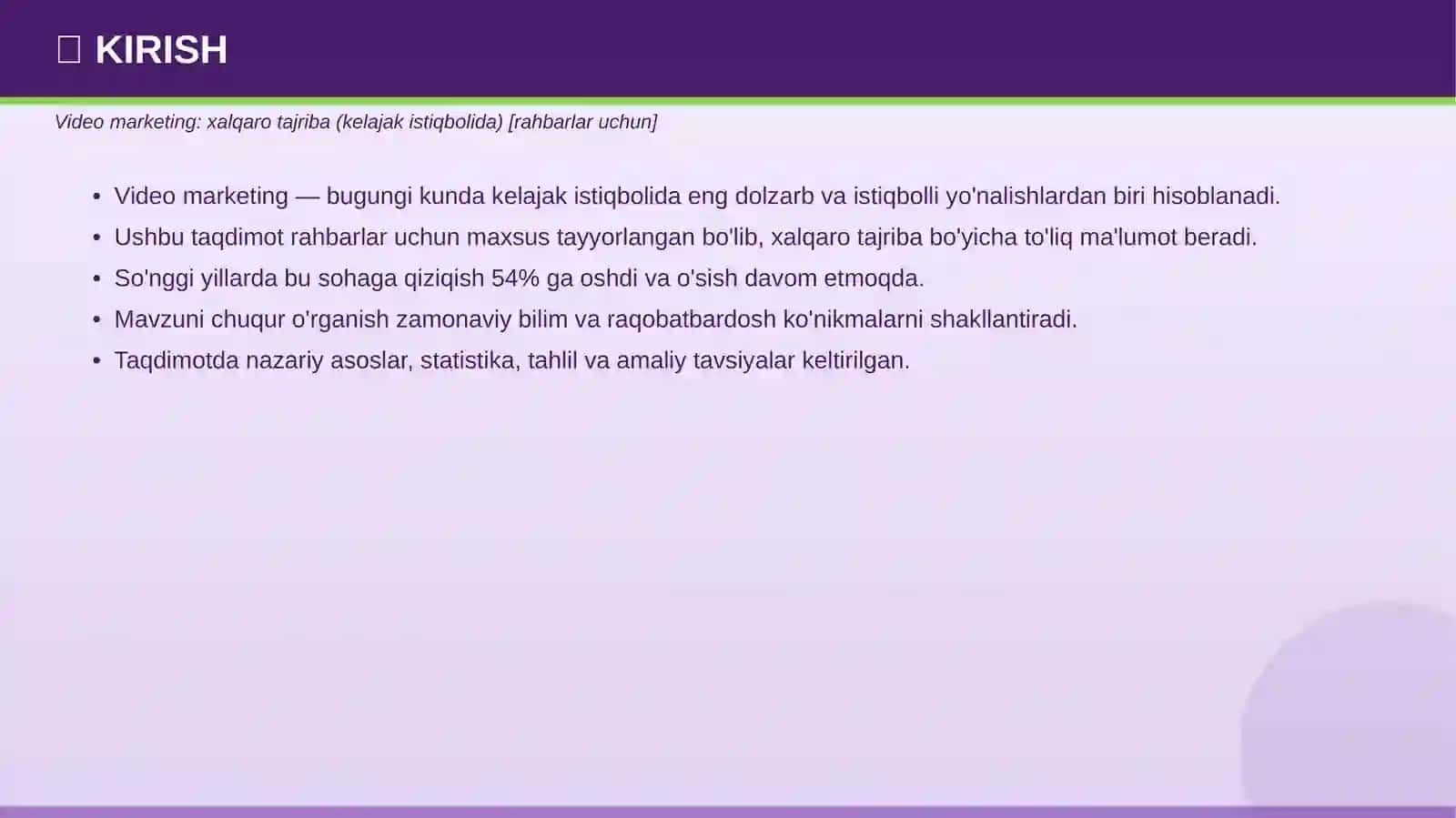 Video Marketing: Xalqaro Tajriba (Kelajak Istiqbolida) [Rahbarlar Uchun] 3