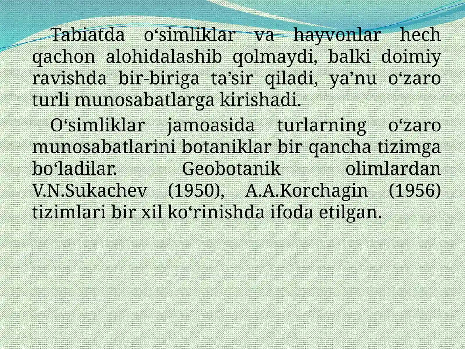 Fitotsenozda turlar orasidagi o‘zaro munosabatlar 3