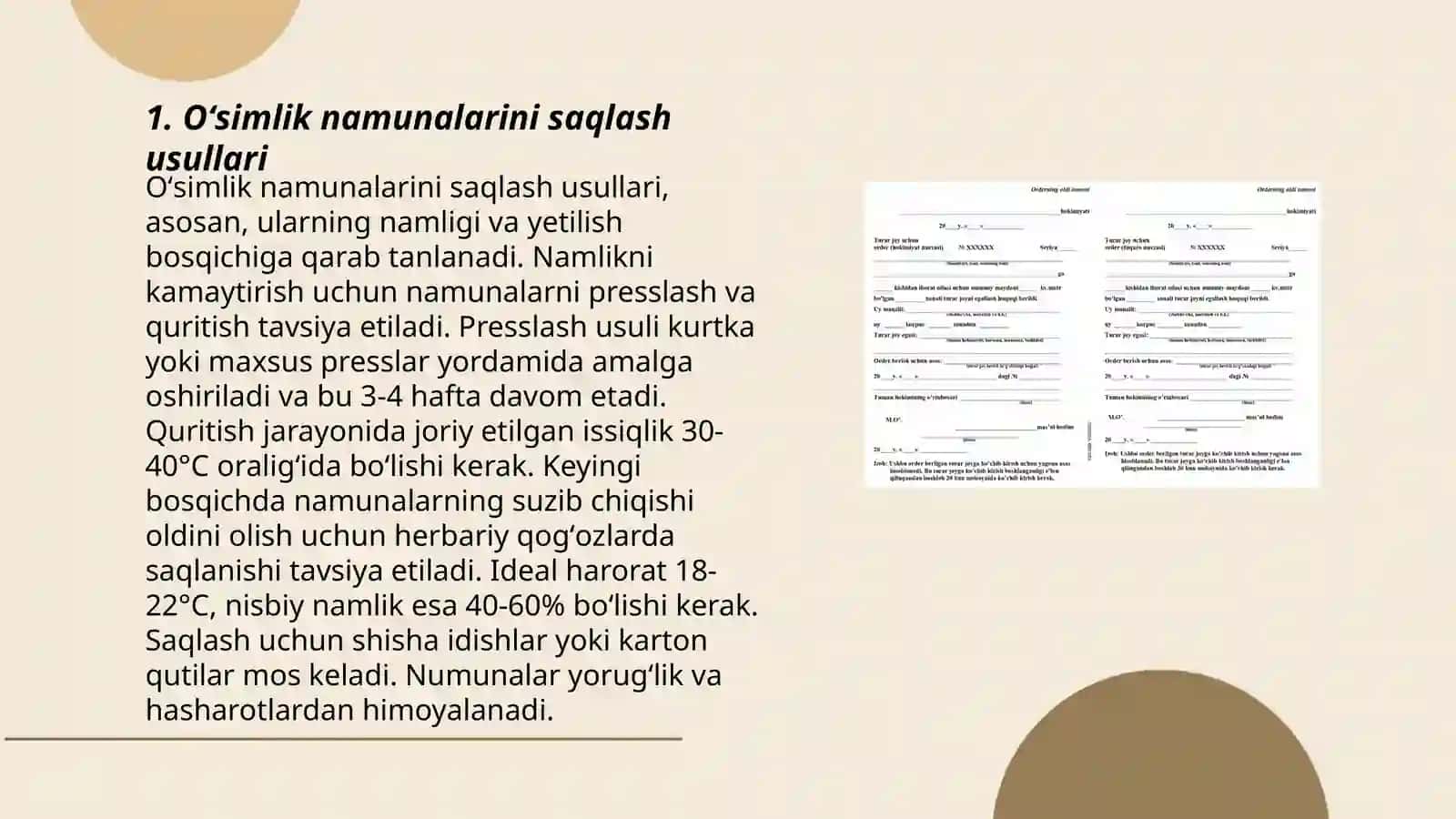 Laboratoriya uchun oʻsimlik namunalarini tayyirlash tadqiqotlari 3