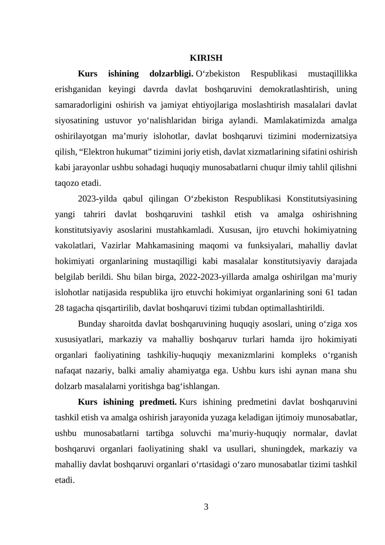 DAVLAT BOSHQARUVINING UMUMIY TAVSIFI, DAVLAT BOSHQARUVI TUSHUNCHASI, OʻZIGA XOS XUSUSIYATLARI 3
