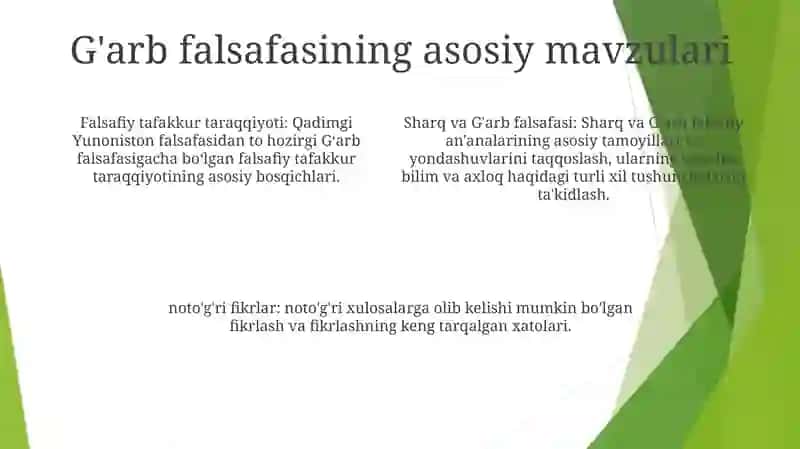 Falsafiy Tafakkur Taraqqiyot Bosqichlari. Sharq VaĜarbFalsafasi 3