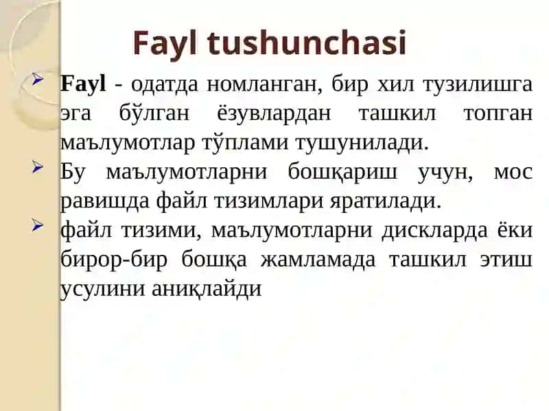 FAYLTIZIMLARI (4soat) 3