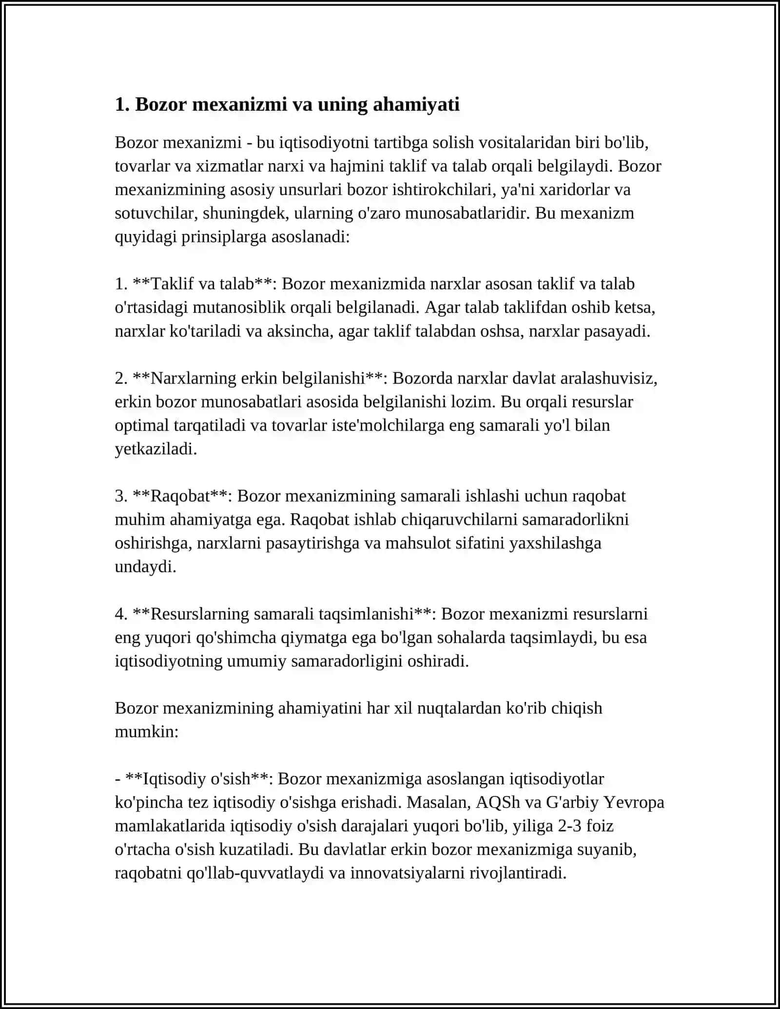 BOZORLAR QANDA6 ISHLAYDI VA TALAB VA TAKLIF UY XO'JALIKLARI, KORXONALAR VA XUKUMATNING BOZORDAGI O'RNI 3