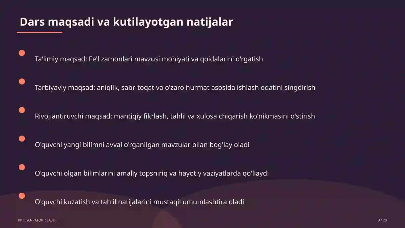 Fe'l zamonlari (4-sinf) 3