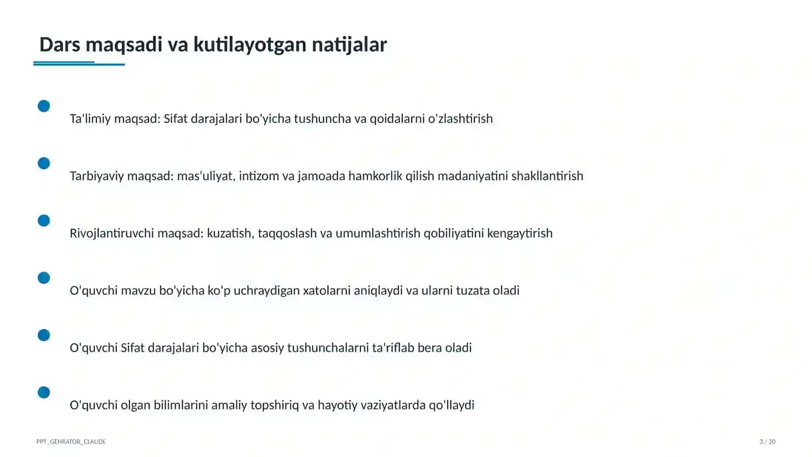 Sifat darajalari (6-sinf) 3