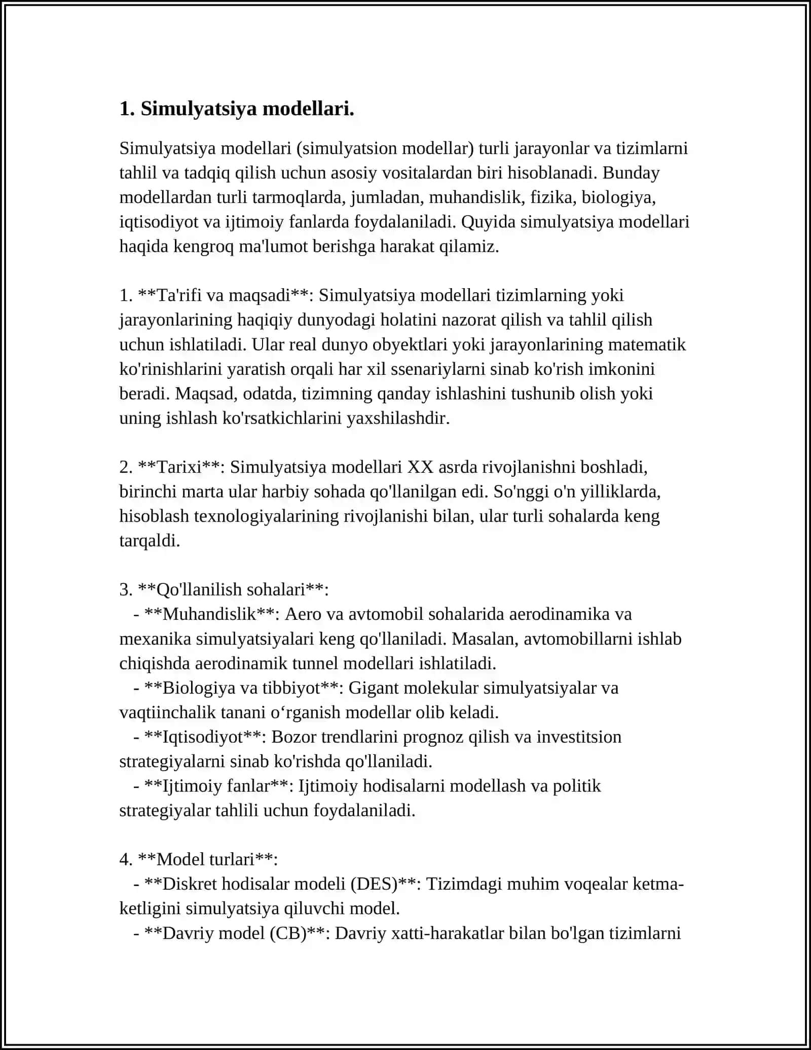 IMMITATSION MODELLASHTIRISH 3