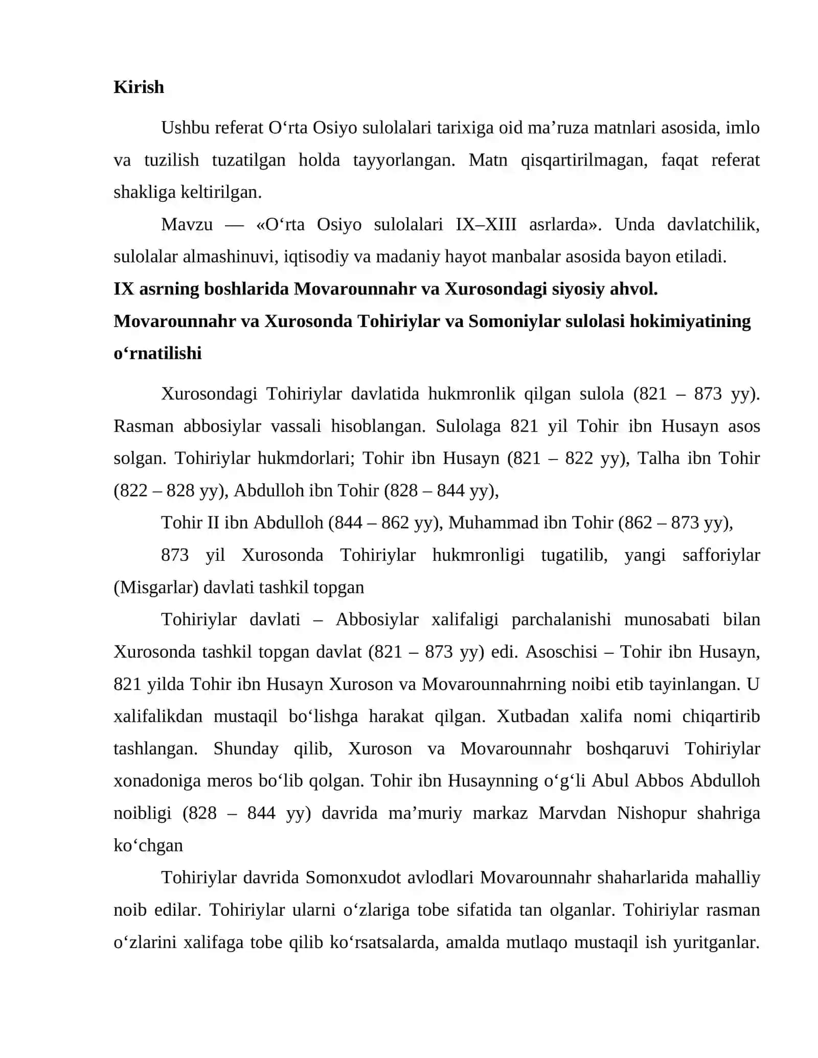Oʻrta Osiyo sulolalari IX–XIII asrlarda 3