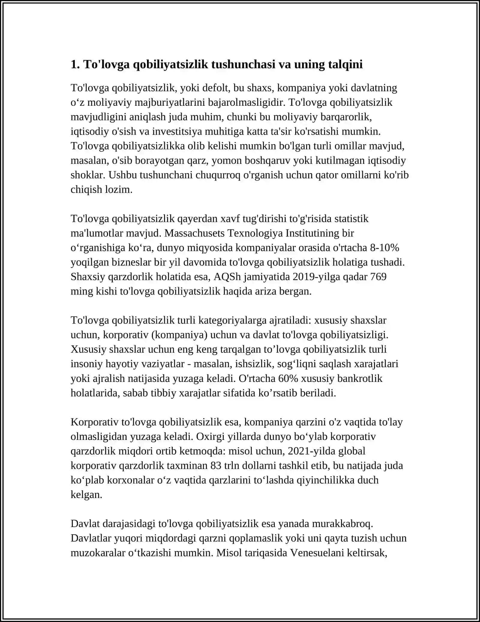 TO'LOVGA QOBILIYATSIZLIKNI DAVLAT TOMONIDAN TARTIBGA SOLISHNING USTUVOR YO'NALISHLARI 3