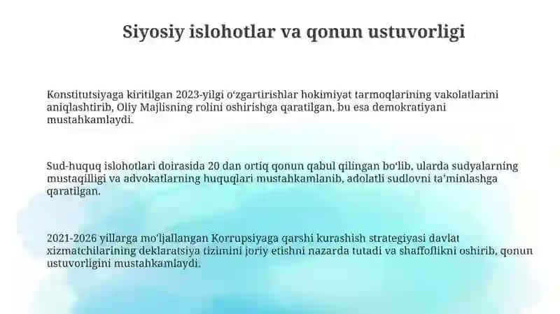 Oʻzbekiston ijtimoiy sohada amalga oshirilayotgan oʻzgarishlar mazmuni 3