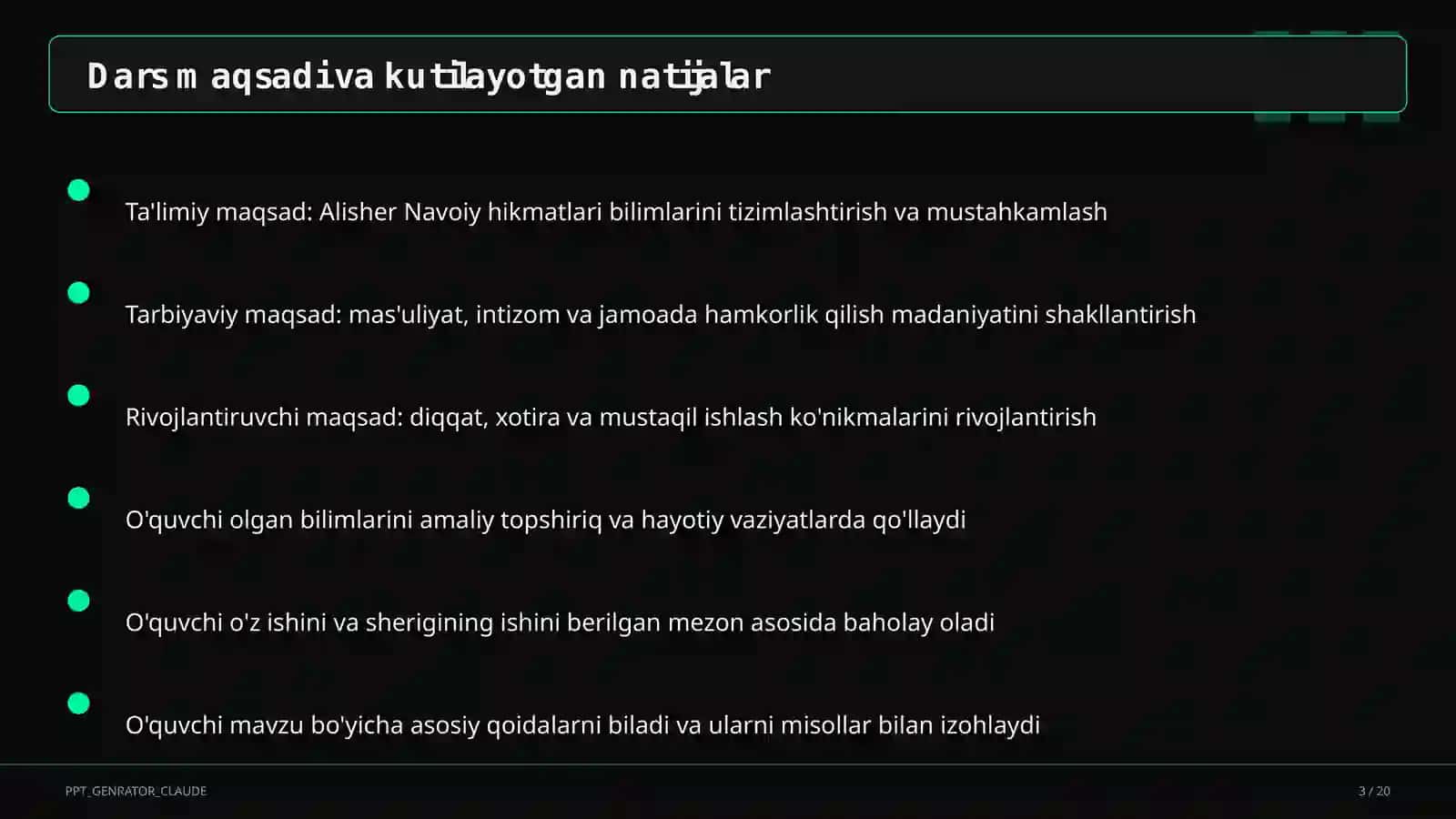 Boshlang'ich sinf: Ona tili va o'qish (1–4) 3