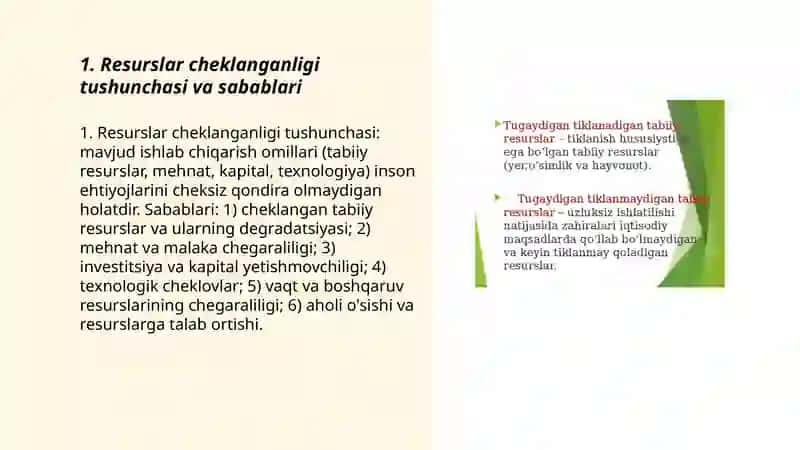Resurslar cheklanganligi va iqtisodiy tanlovlar 3
