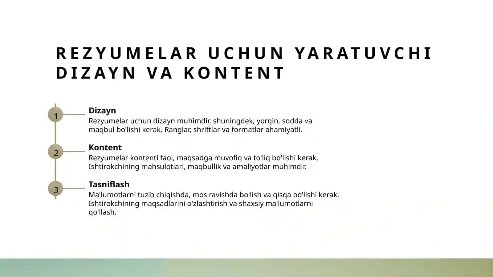 Taʼsirchan rezyume va boshqa biografik maʼlumotlar tuzish 3