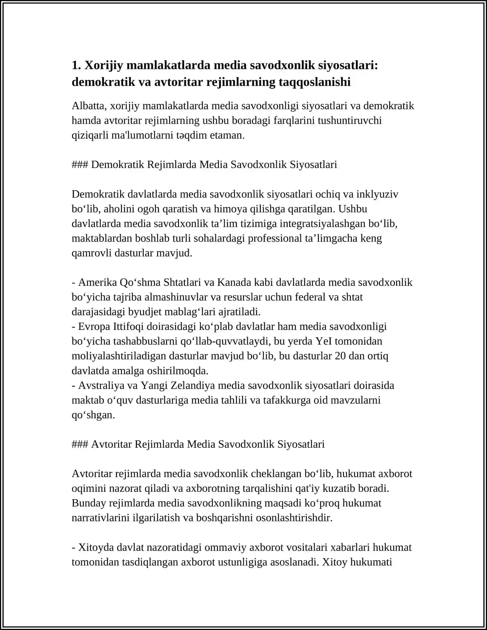 XORIJIY MAMLAKATLARDA MEDIA SAVODXONLIK VA AXBORAT MADANIYATINING QIYOSIY TAHLILI 3