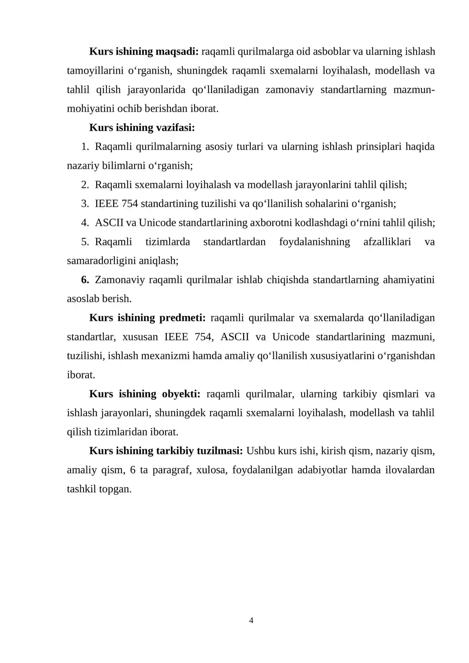 Raqamli qurilmalarga oid asboblar va standartlar. Raqamli sxemalar va quilmalarni loyihalash, modellash va tahlillash standartlari: IEBE 754, ASCII, Unicode 3