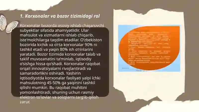 Korxonalarning bozor tizimidagi o’rni va iqtisodiy faoliyatining xususiyatlari 3