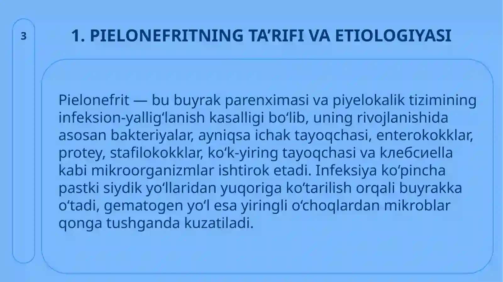 O‘tkir pielonefrit. Surunkali pielonefrit 3