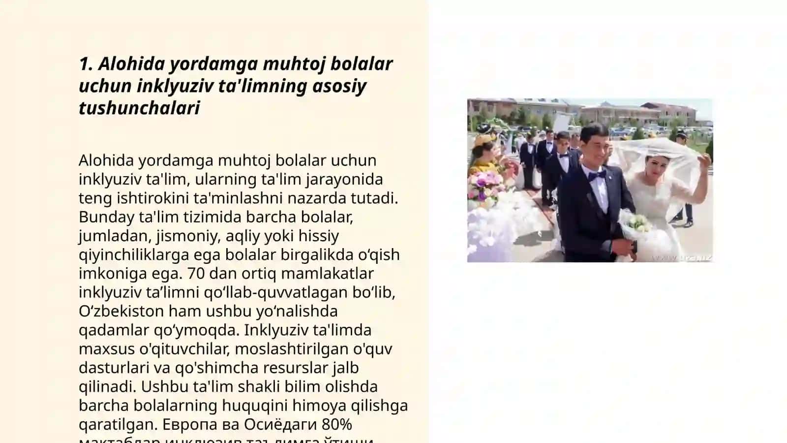 Alohida yordamga muhtoj bolani umumta'lim maktabi yoki maktabgacha tashkilotda inklyuziv ta‘lim sharoitida o'qishga moslashishida oila va maktabning o'rni 3