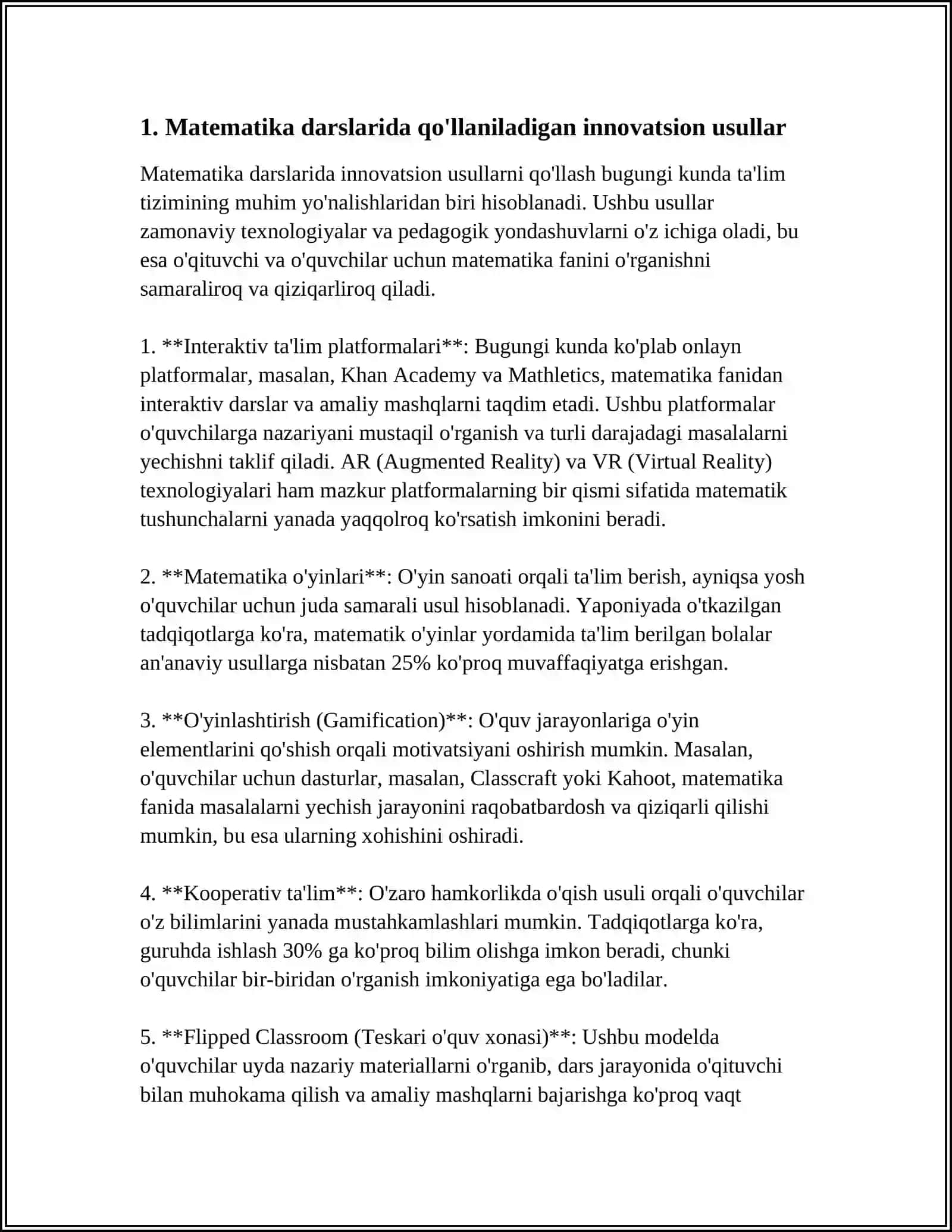 1-SINF MATEMATIKA DARSLARINI TASHKIL ETISHDA ÖQITISH METODLARIDAN FOYDALANISH YÕLLARI 3
